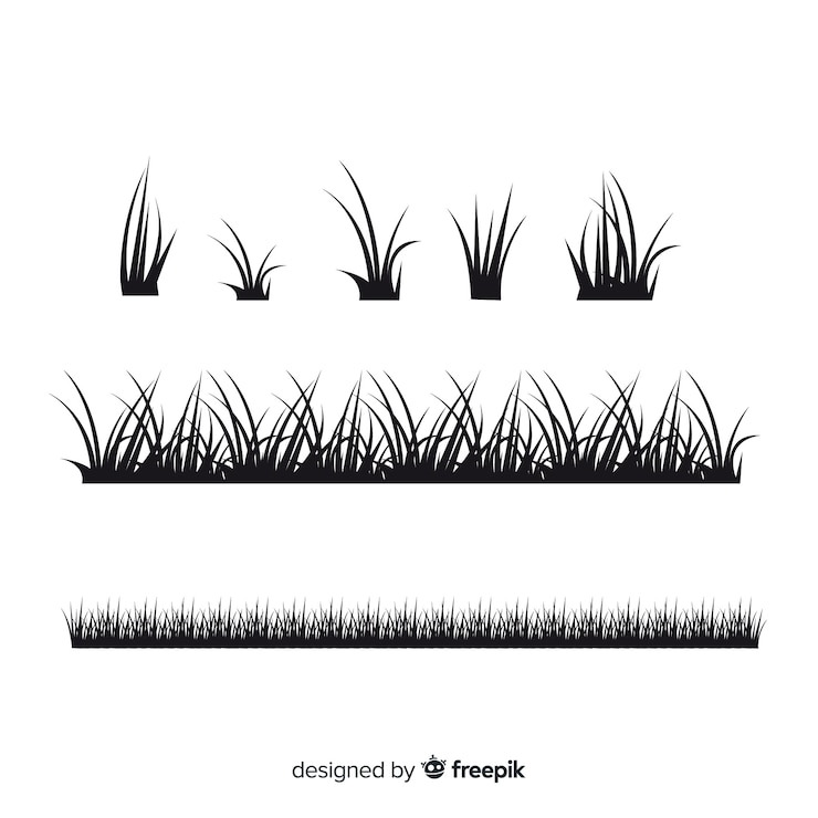 Free Vector black grass border silhouettes collection