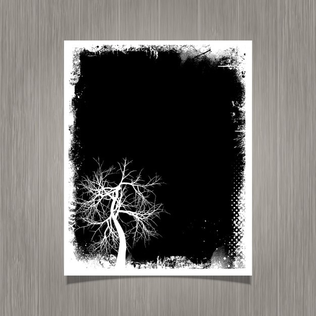 Free vector black grunge poster with a tree