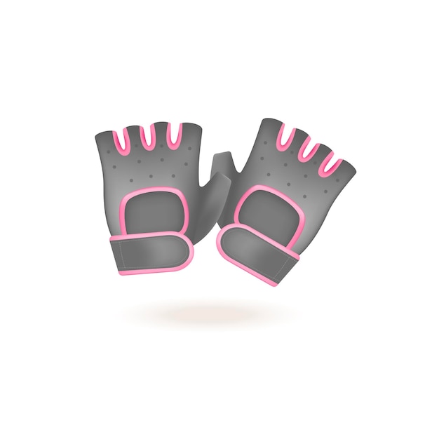 Бесплатное векторное изображение Черные спортивные перчатки 3d векторная иллюстрация. оборудование спортсменов для занятий спортом и бодибилдинга в мультяшном стиле, изолированные на белом фоне. спорт, конкуренция, концепция здоровья