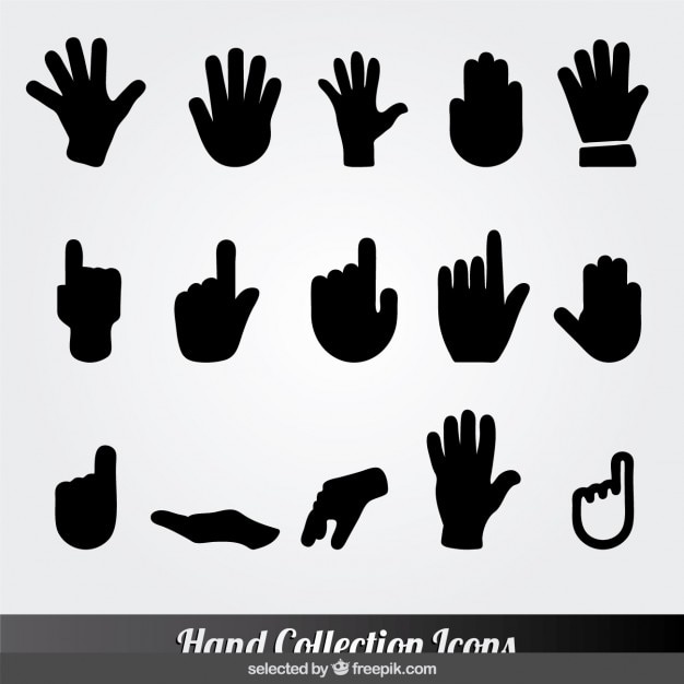 Black hand collection icons