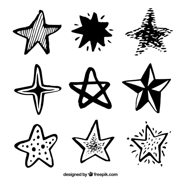 Black hand drawn star pack