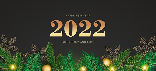 Free vector black happy new year background with golden decoration