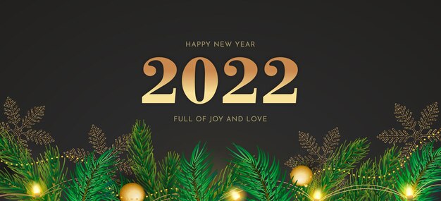 Black Happy New Year background with golden decoration