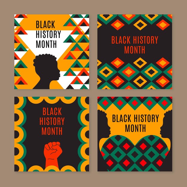 Black history month instagram post set