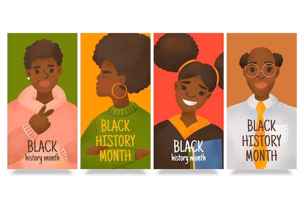 Free vector black history month instagram stories