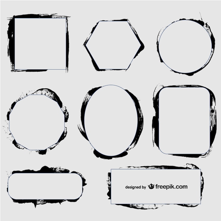 Free Vector black ink frames set