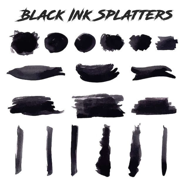 Free vector black ink splatters collection