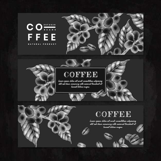 Free vector black international coffee day banner set