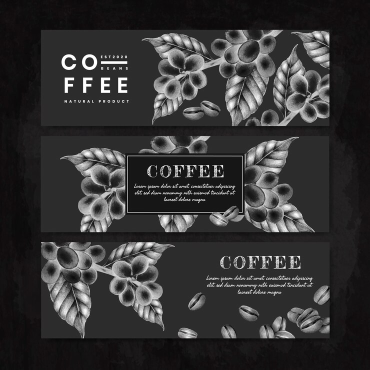 Free Vector black international coffee day banner set