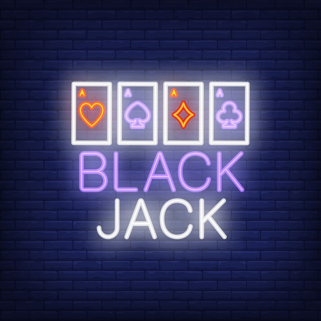 Insegna al neon del black jack