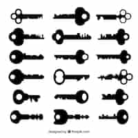 Бесплатное векторное изображение Коллекция черных ключей