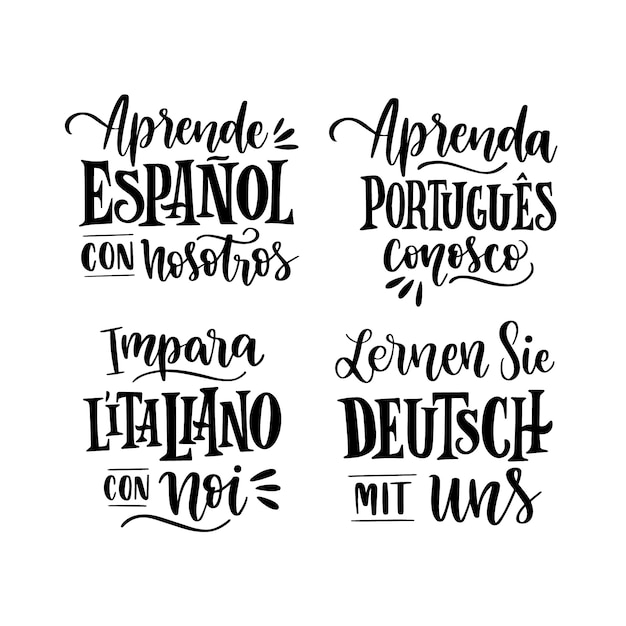 Free vector black language school lettering set