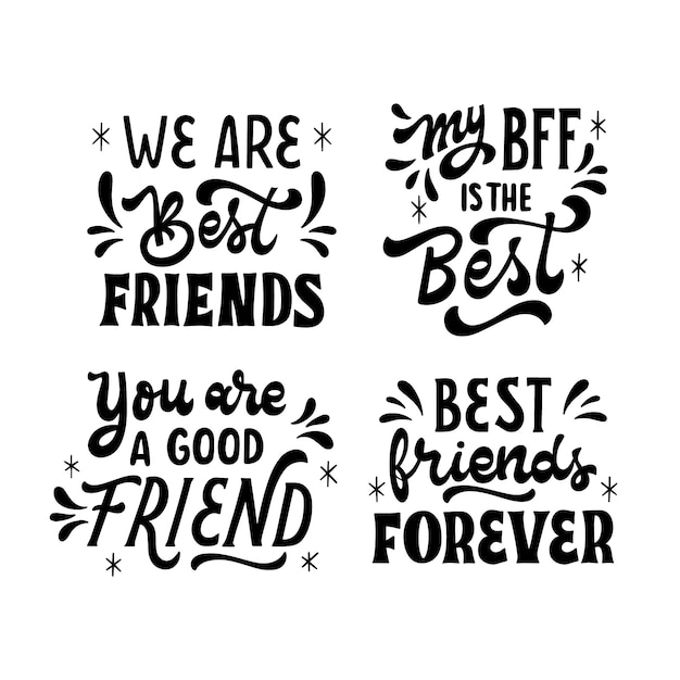 Black lettering best friends sticker set