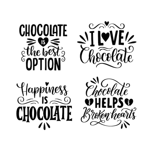 Free vector black lettering chocolate stickers