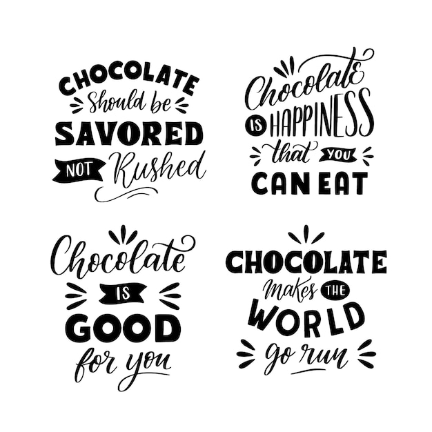 Free vector black lettering chocolate stickers