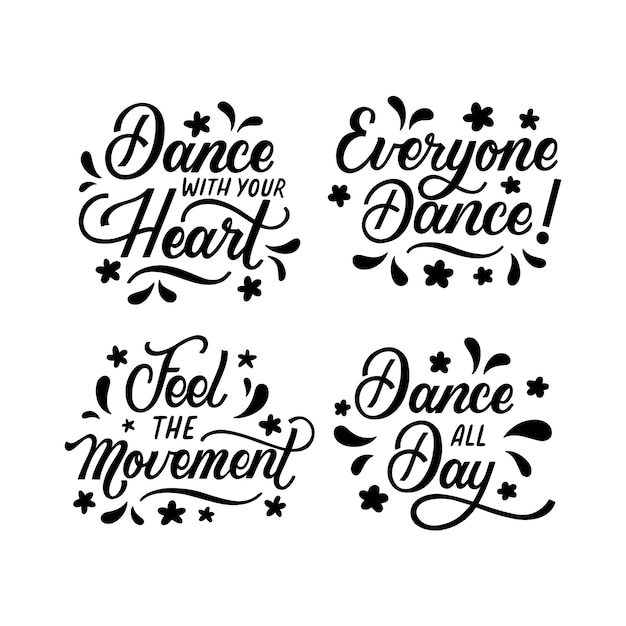 Free vector black lettering dance stickers