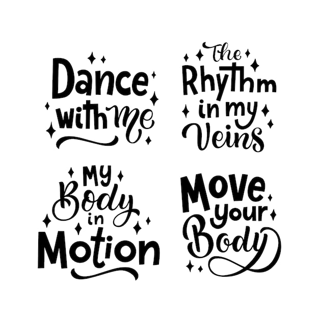 Black lettering dance stickers