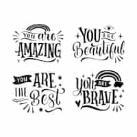 Free vector black lettering dignity stickers