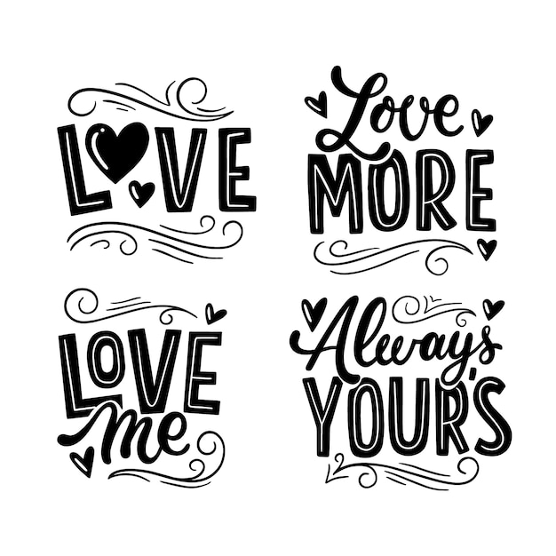 Free vector black lettering love stickers