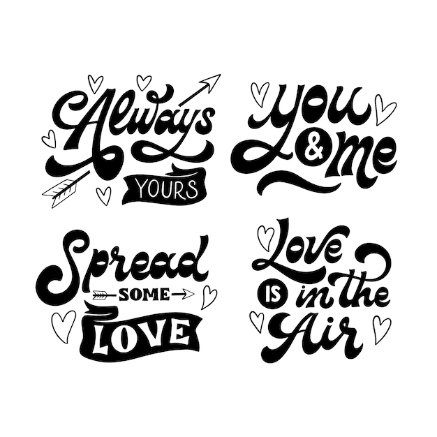 Black lettering love stickers