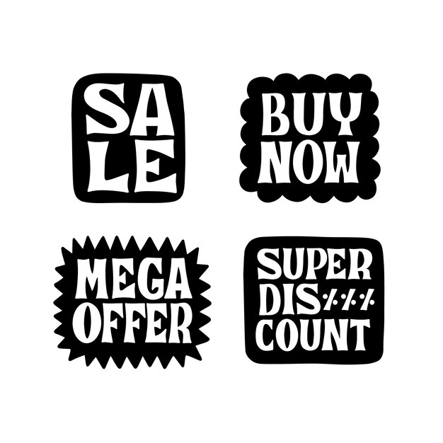 Black lettering marketing stickers