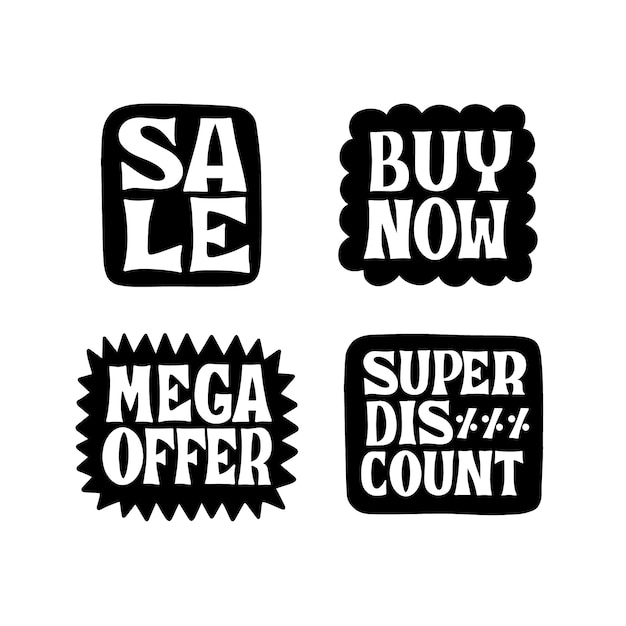 Black lettering marketing stickers