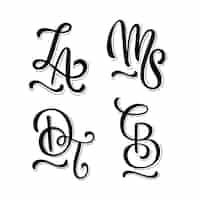 Free vector black lettering monogram set