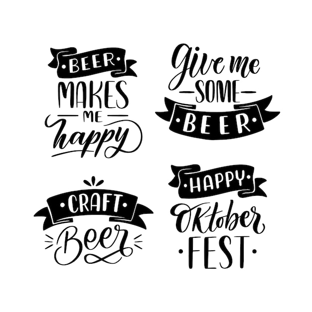 Free vector black lettering oktoberfest stickers