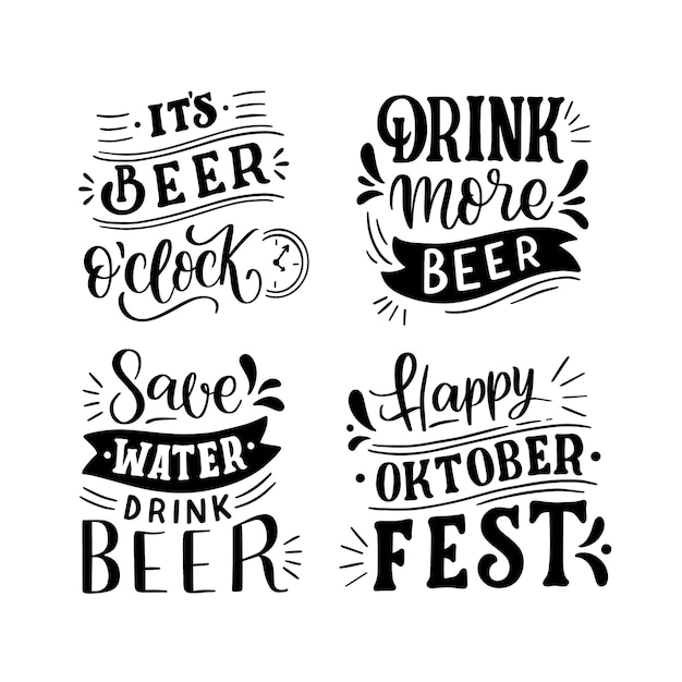 Free vector black lettering oktoberfest stickers