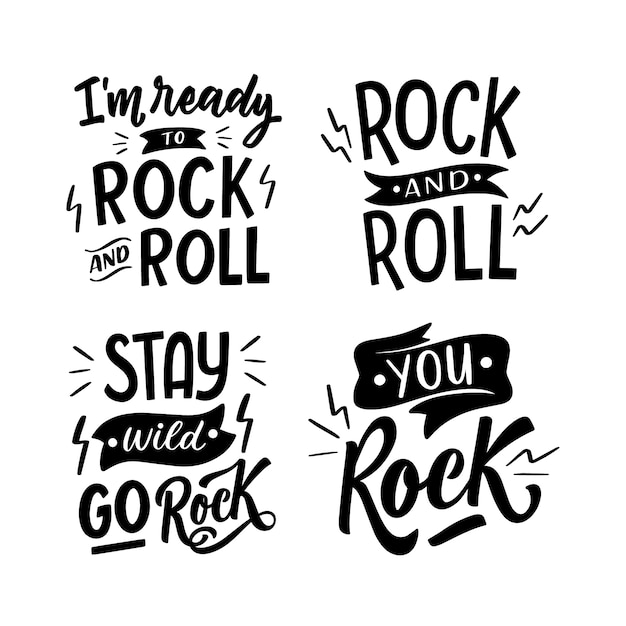 Free vector black lettering rock music