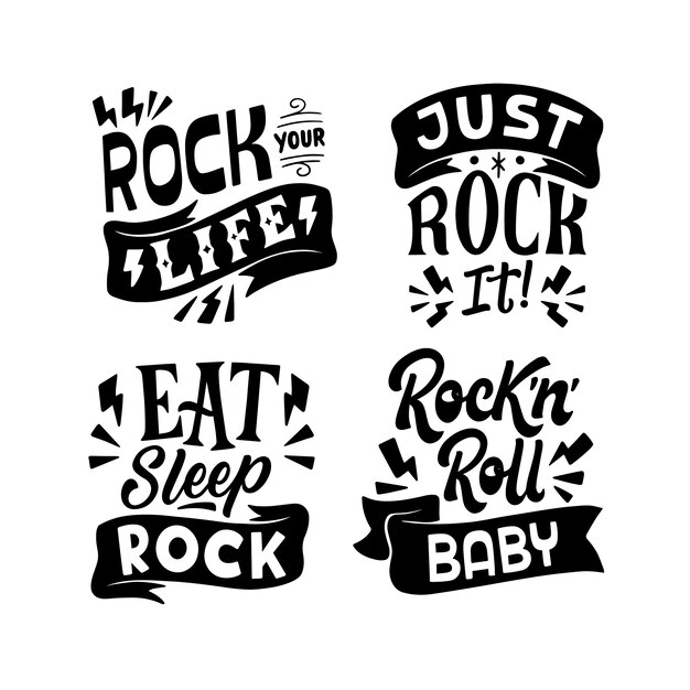 Free vector black lettering rock music