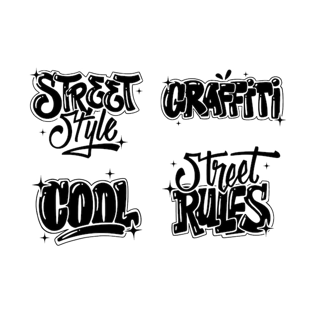 Black lettering urban style stickers