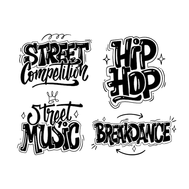 Black lettering urban style stickers