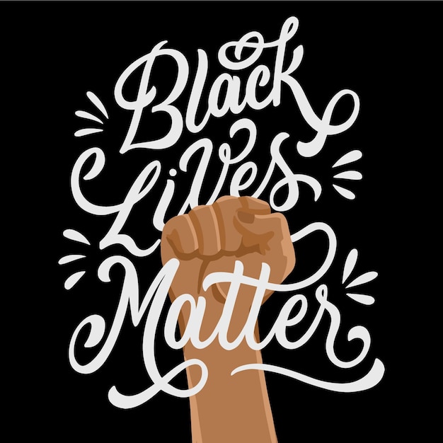 Free vector black lives matter message with raised fist