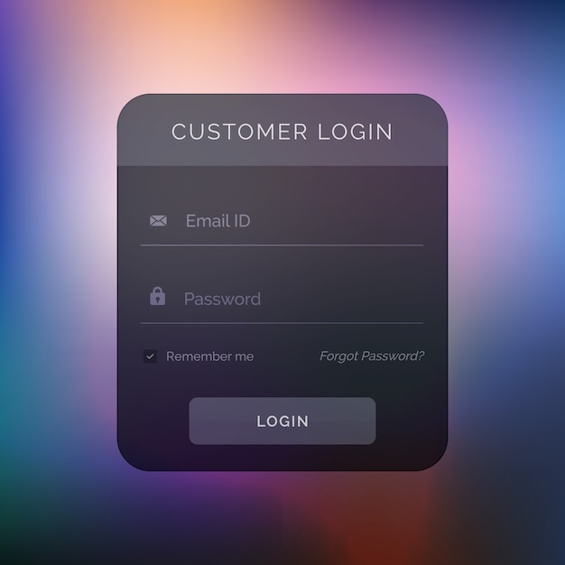 Free vector black login template on a blurry background