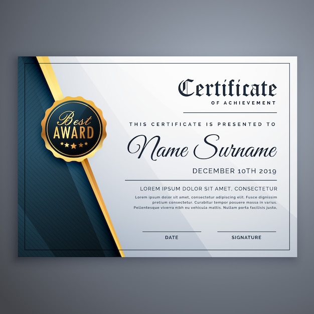 современный премиум сертификат шаблон дизайна награды