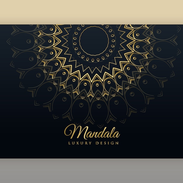 Design di poster mandala dorato di lusso nero