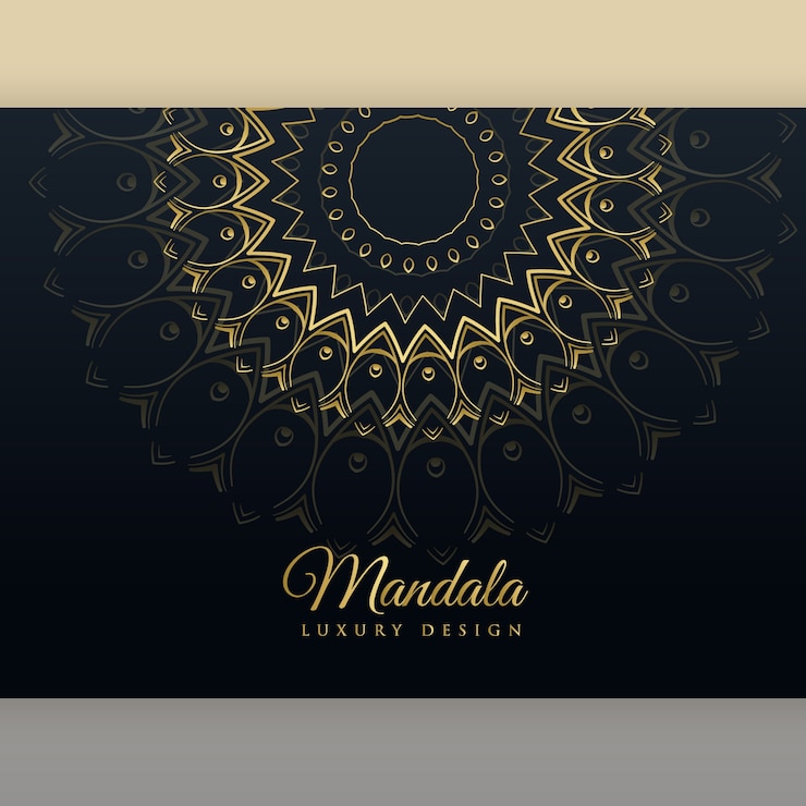 Free Vector black luxury golden mandala poster design