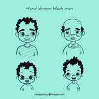 Free vector black man in different ages in hand drawn style