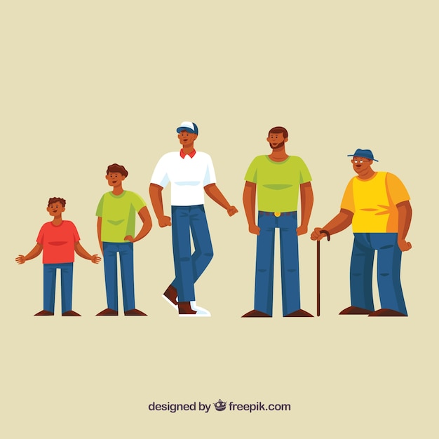 Free vector black man in different ages