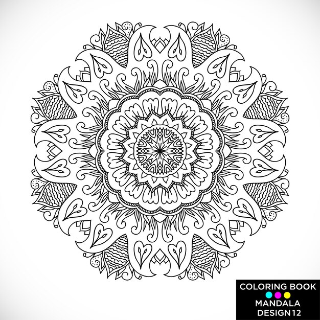 Black mandala for coloring book