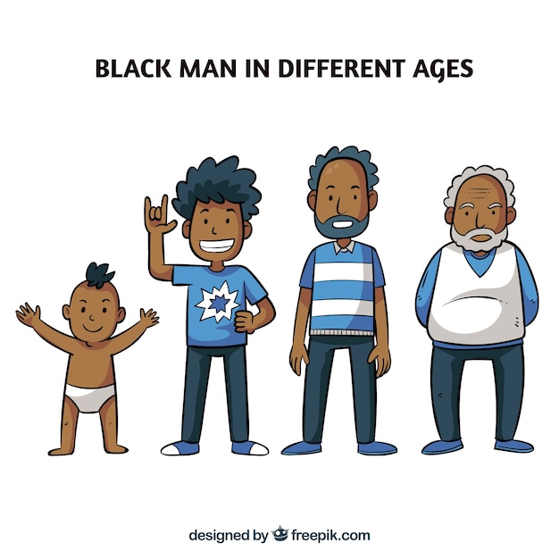 Free vector black men collection in different ages