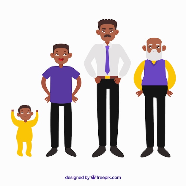 Free vector black men collection in different ages