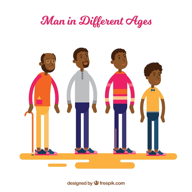 Free vector black men collection in different ages