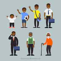 Free vector black men collection in different ages