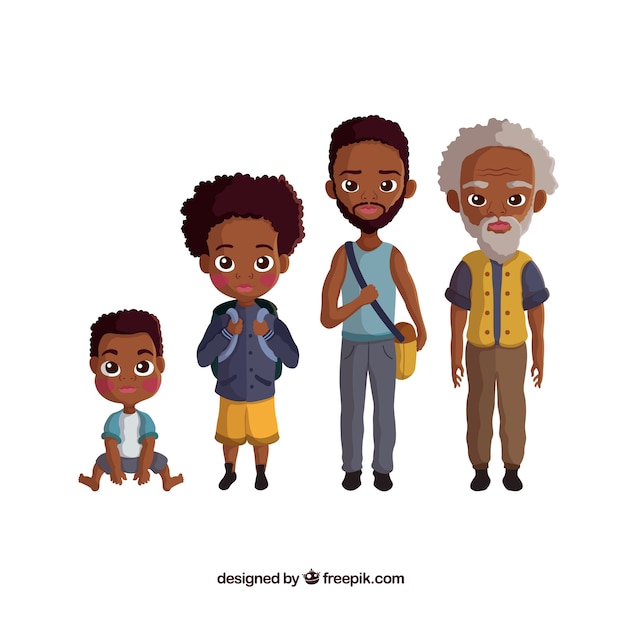 Free vector black men collection in different ages