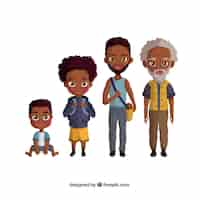 Free vector black men collection in different ages