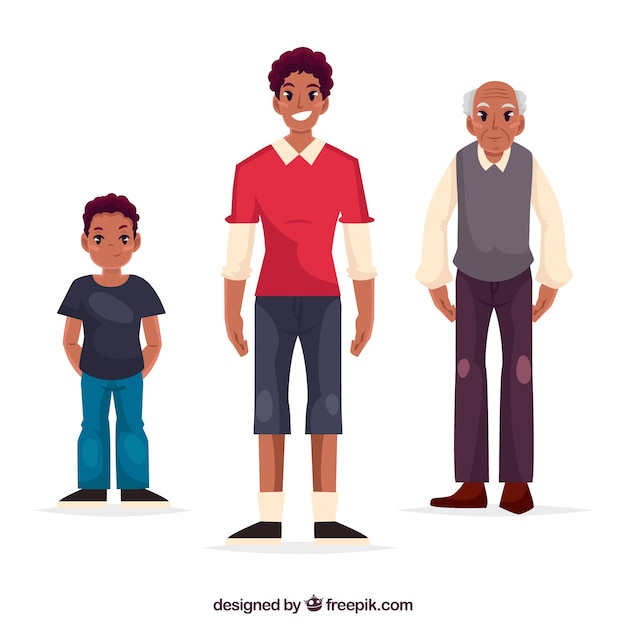 Free vector black men collection in different ages