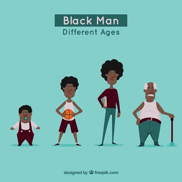 Free vector black men collection in differente ages