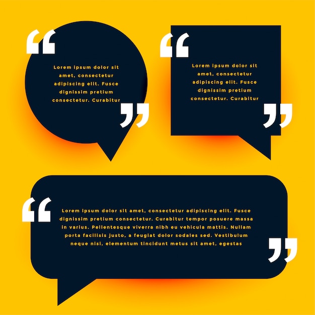 Black modern quotes template in chat bubble style